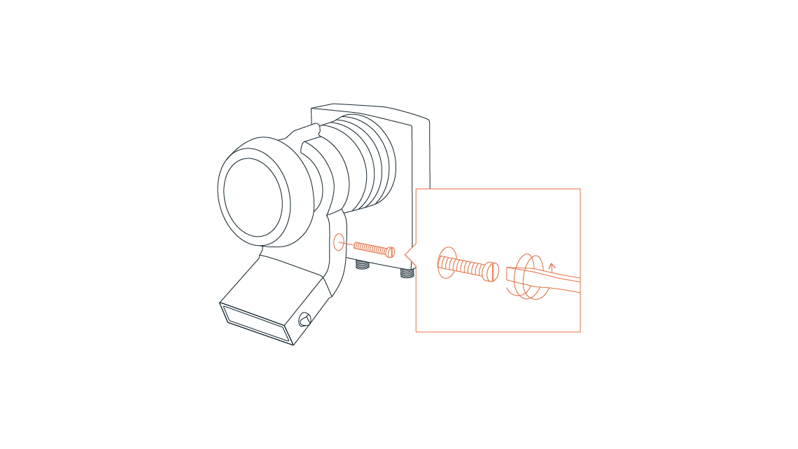 Løsne skruen i den svarte braketten
